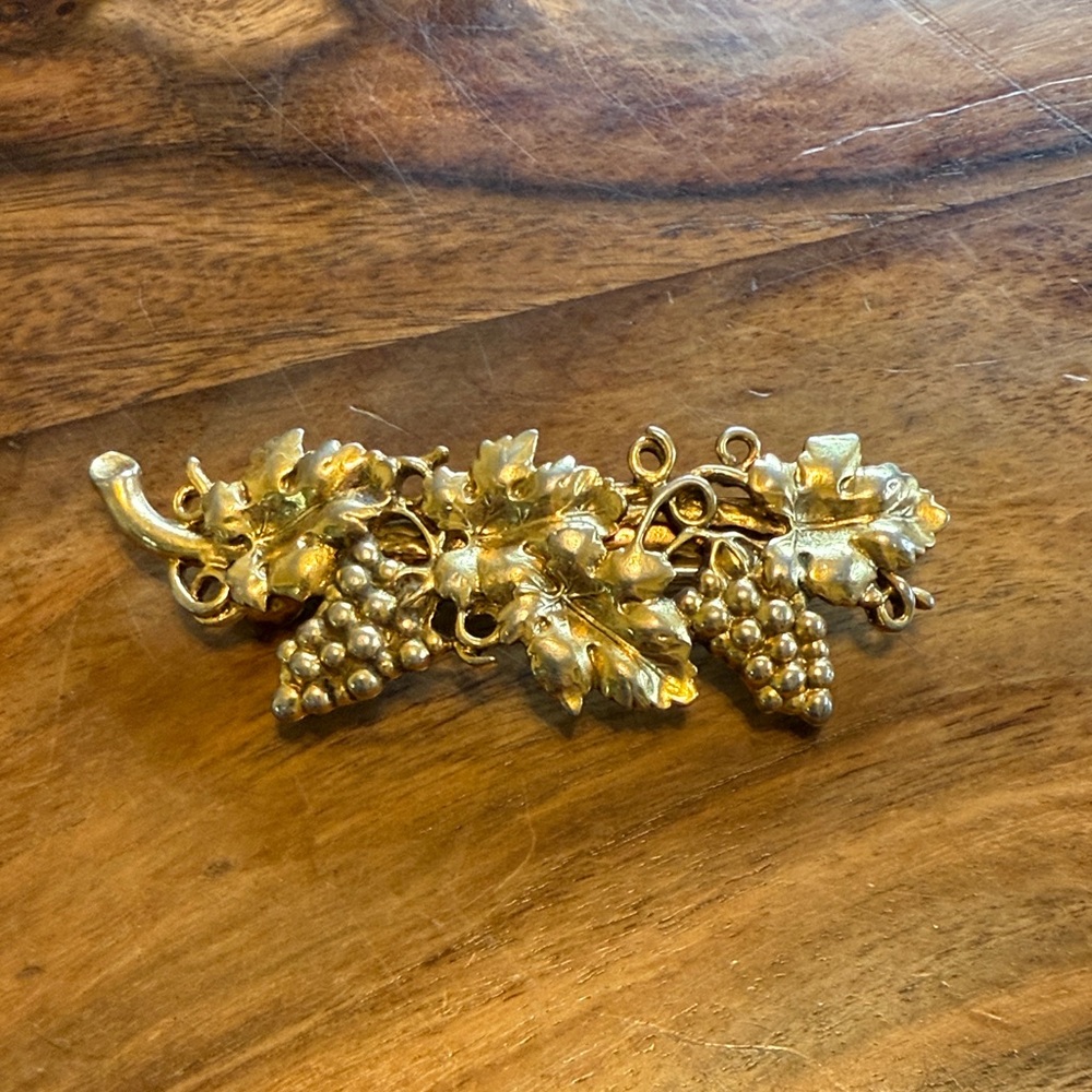 Vintage Anne Klein 1990s Gold Grape Leaf Hair Clip